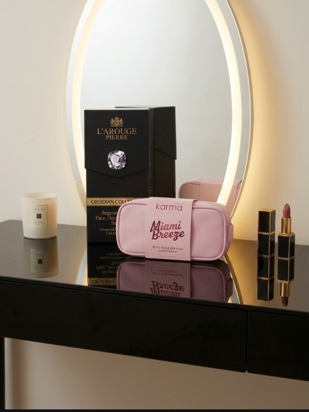 Karma Miami Breeze Light Pink Cosmetic Pouch